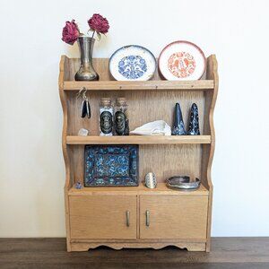 Vtg Wood Shelf Curio Knick Knack Display cabinet Shelf 14.25"X10.75" with Doors